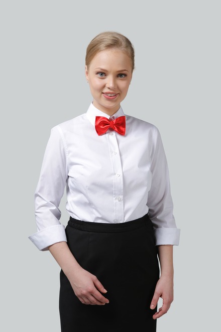 Блузка женская классическая с рукавом 3/4 и отложным воротником на стойке